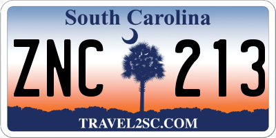SC license plate ZNC213