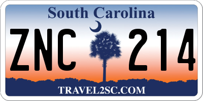 SC license plate ZNC214