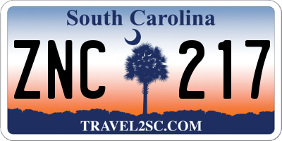 SC license plate ZNC217