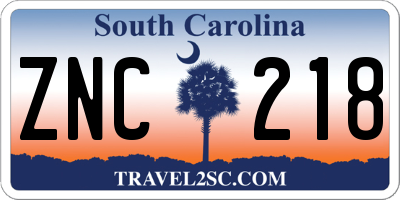 SC license plate ZNC218