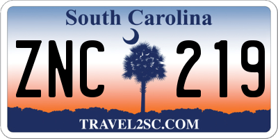 SC license plate ZNC219