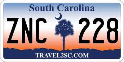 SC license plate ZNC228