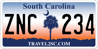 SC license plate ZNC234