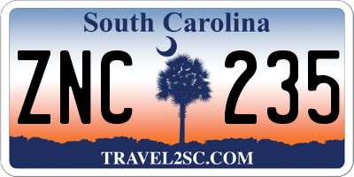SC license plate ZNC235
