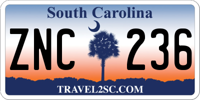 SC license plate ZNC236