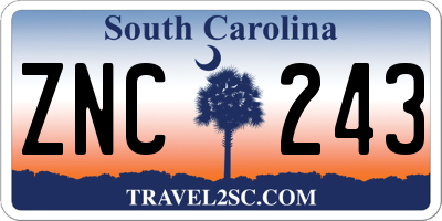 SC license plate ZNC243