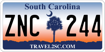 SC license plate ZNC244