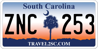 SC license plate ZNC253