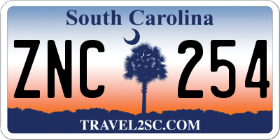 SC license plate ZNC254