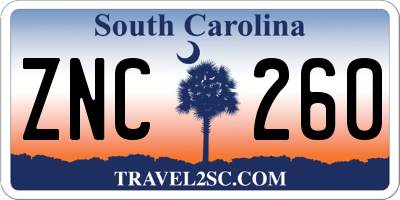 SC license plate ZNC260