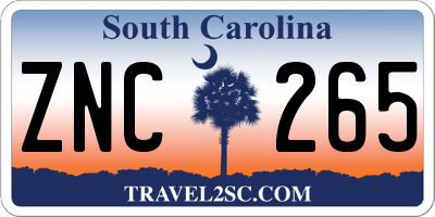SC license plate ZNC265