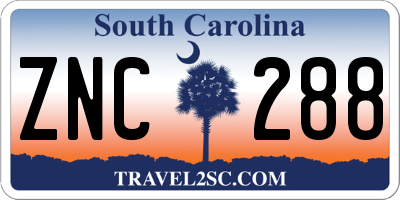 SC license plate ZNC288