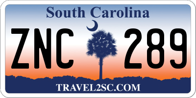 SC license plate ZNC289