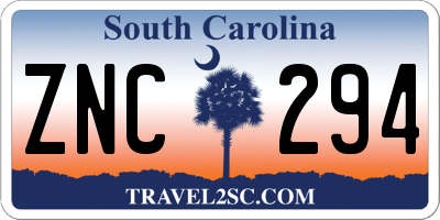 SC license plate ZNC294