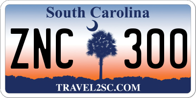 SC license plate ZNC300