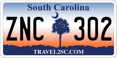 SC license plate ZNC302