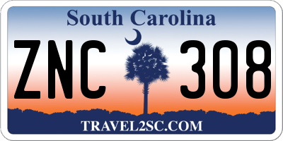 SC license plate ZNC308