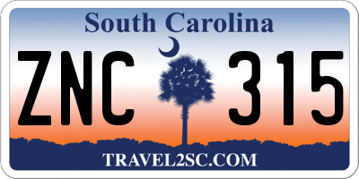 SC license plate ZNC315