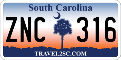 SC license plate ZNC316