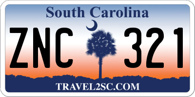 SC license plate ZNC321