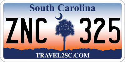 SC license plate ZNC325