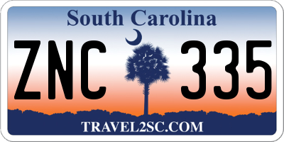 SC license plate ZNC335