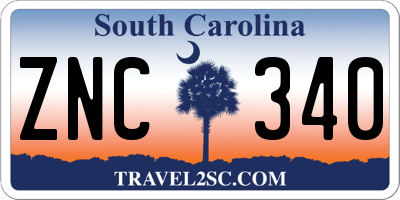 SC license plate ZNC340