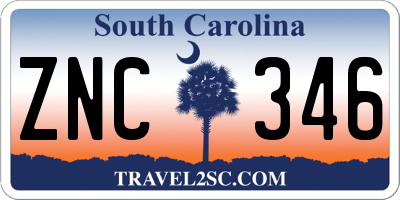 SC license plate ZNC346