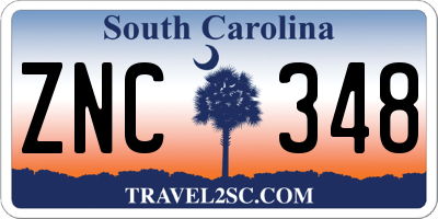 SC license plate ZNC348