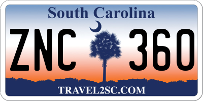 SC license plate ZNC360