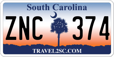 SC license plate ZNC374