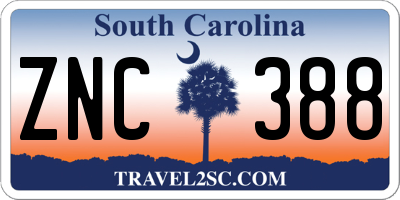 SC license plate ZNC388