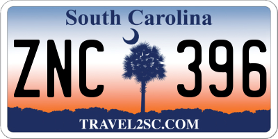 SC license plate ZNC396