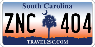 SC license plate ZNC404
