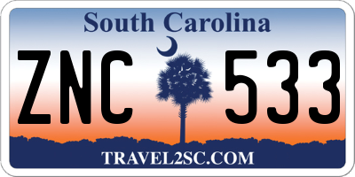 SC license plate ZNC533