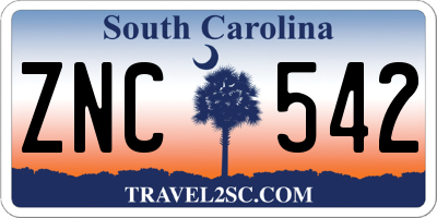 SC license plate ZNC542