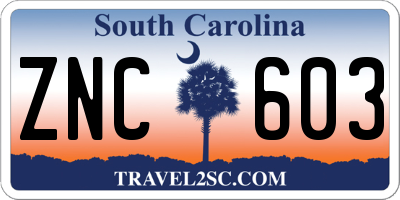SC license plate ZNC603