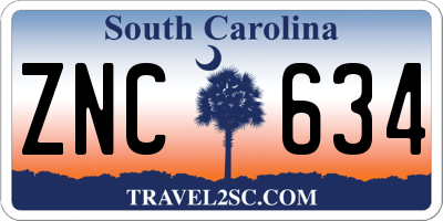 SC license plate ZNC634