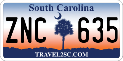 SC license plate ZNC635