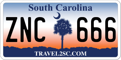 SC license plate ZNC666