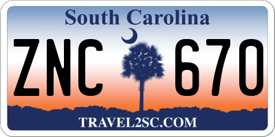 SC license plate ZNC670