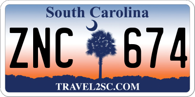 SC license plate ZNC674