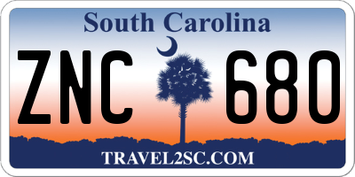SC license plate ZNC680