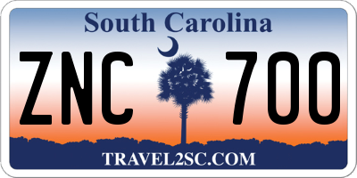 SC license plate ZNC700