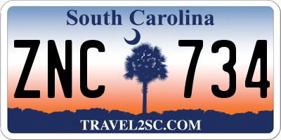 SC license plate ZNC734