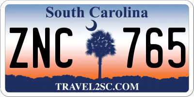 SC license plate ZNC765