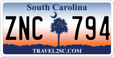 SC license plate ZNC794