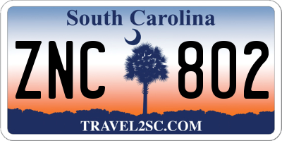SC license plate ZNC802