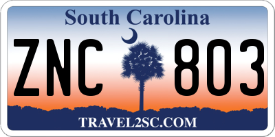 SC license plate ZNC803