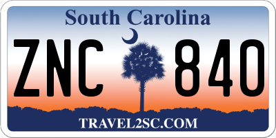 SC license plate ZNC840